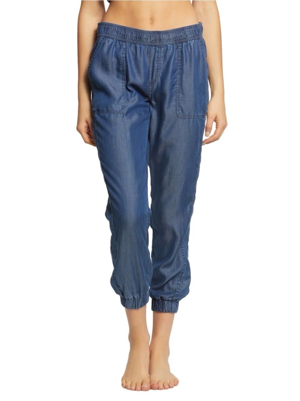 Prana Aberdeen Tencel Blue Elastic-Waist Relaxed Joggers